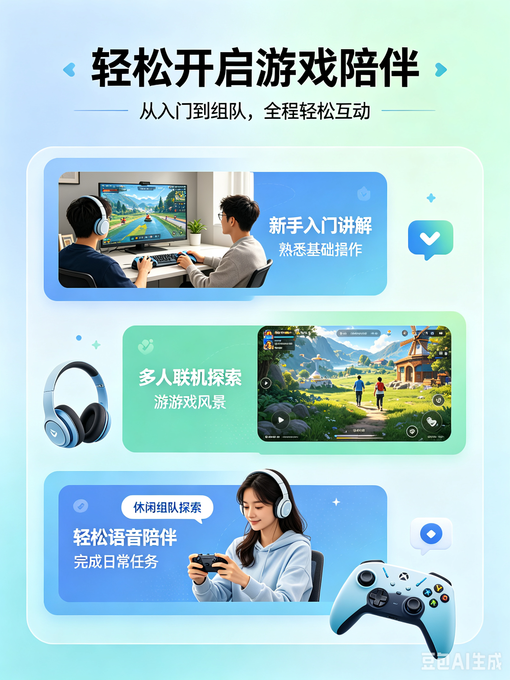 服务场景说明：新手友好、多人联机和轻松语音陪伴